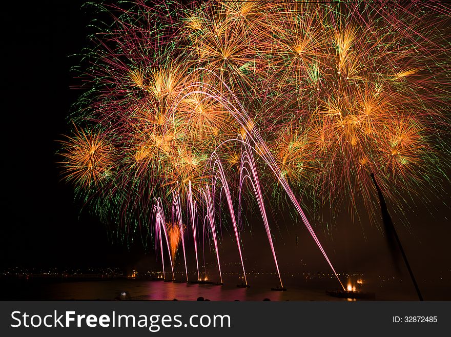 A firework at a music festival at geneva