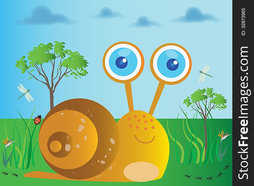 A cartoon illustration of a snail. A cartoon illustration of a snail.