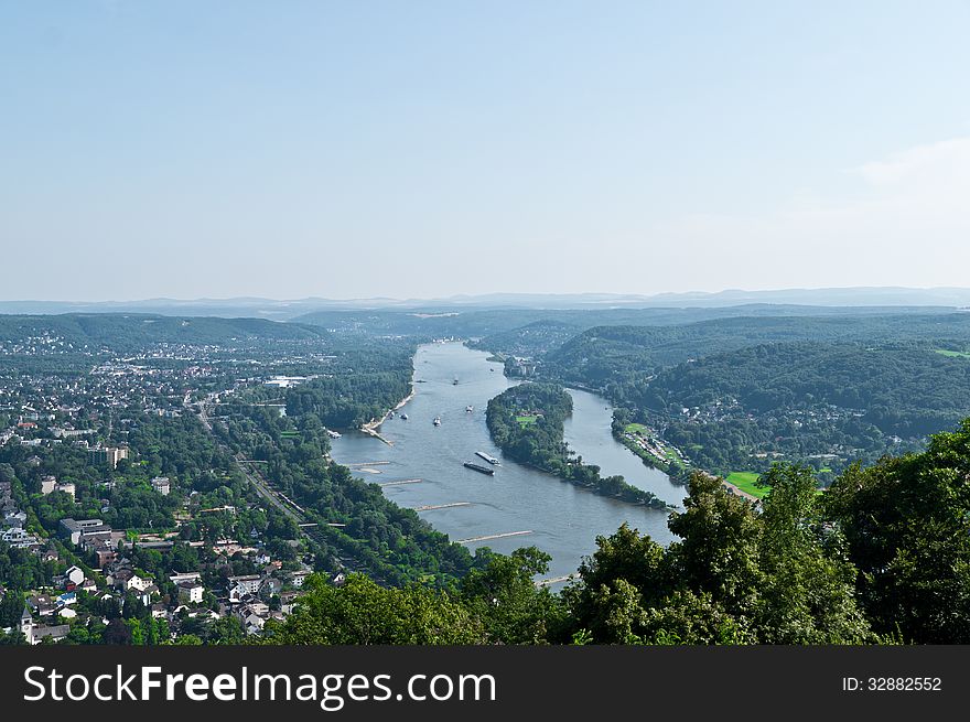 The Rhine panorama taken from the very top of the Dragons Rock