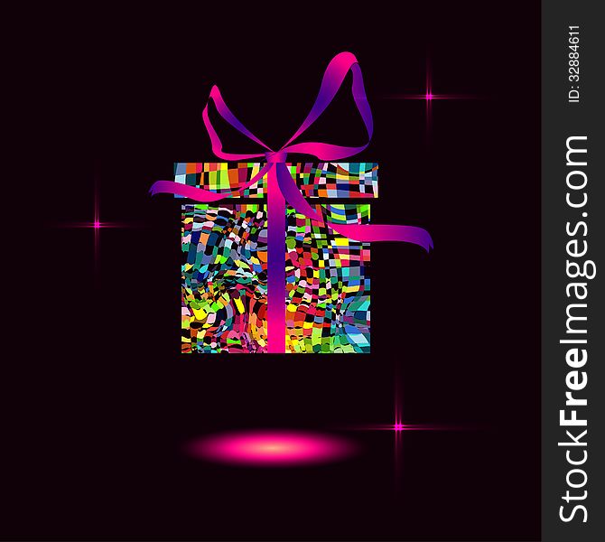 Birthday colorful gift box with black background. Birthday colorful gift box with black background