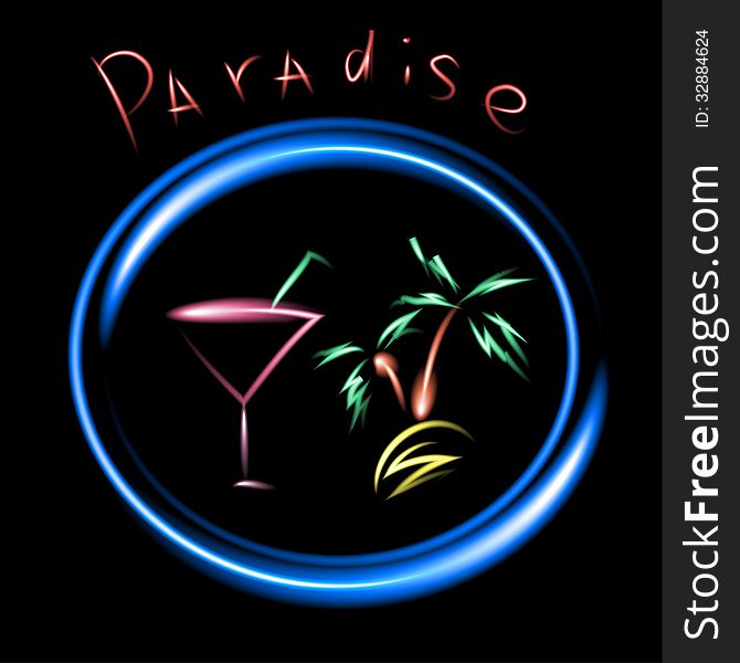 Sign neon Alcoholic Drinks with black background