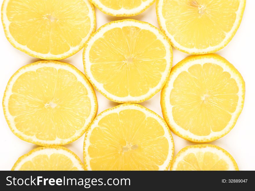 Lemon slices isolated on a white background. See my other works in portfolio.