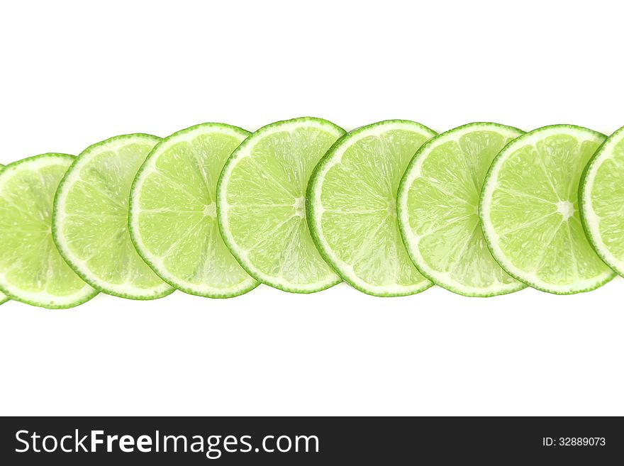 Limes Sliced Isolated On A White Background.