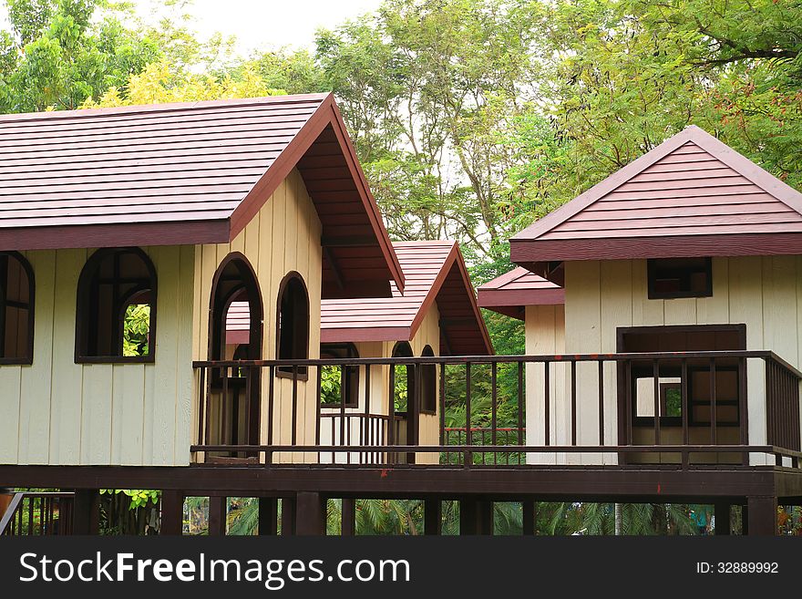 Group of play house on the playground