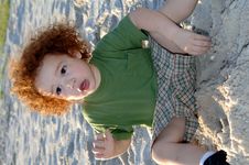 Cute Toddler Playing At Beach Royalty Free Stock Photography