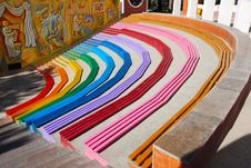 Rainbow Colored Benches Royalty Free Stock Photos Rainbow Colored Benches Royalty Free Stock Photos