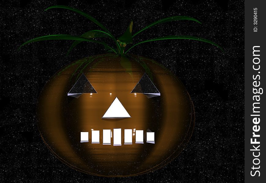 Render of halloween symbol with trees and dwarfs. Render of halloween symbol with trees and dwarfs