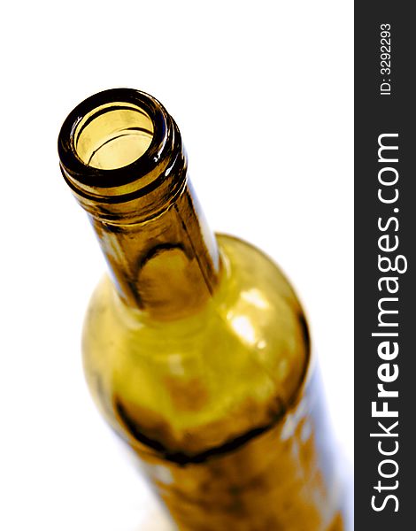 Wine bottle on side with white background