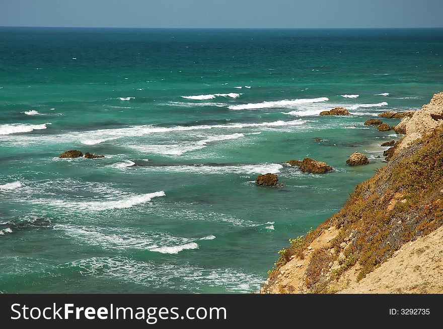 Rocky coast of mediterranean sea, Israel. Rocky coast of mediterranean sea, Israel