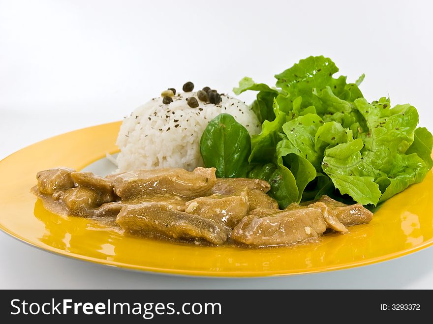 Veal strips in cream