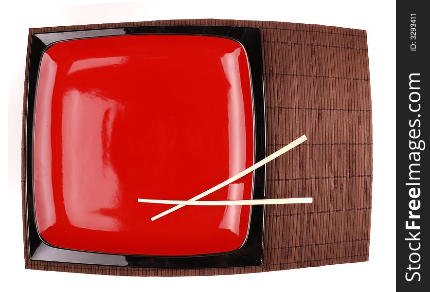 Chopsticks And Red Plate