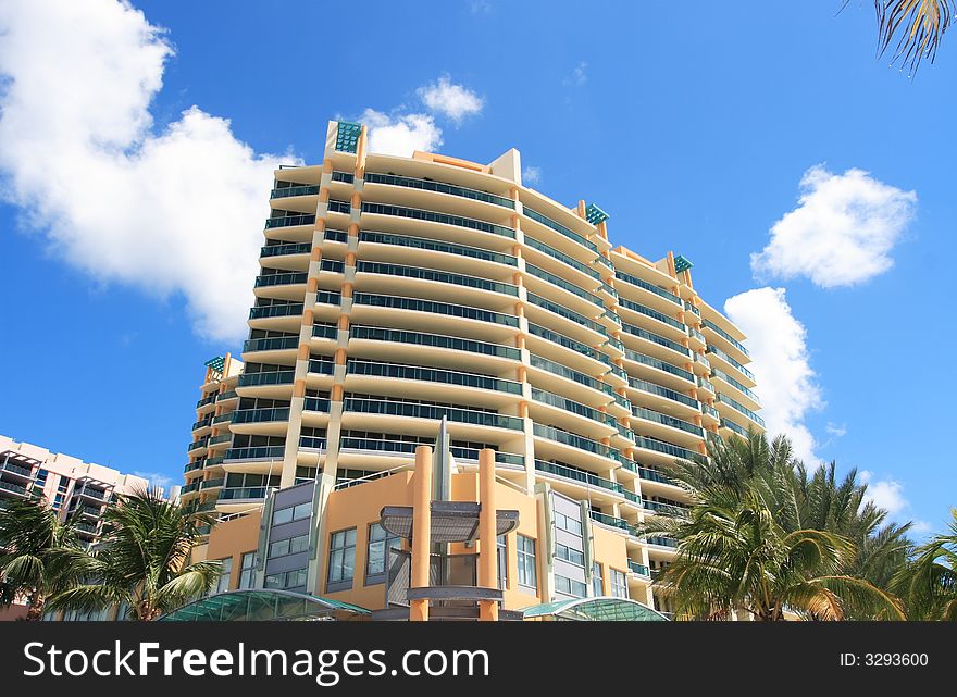 Tropical apartment building over looking the ocean