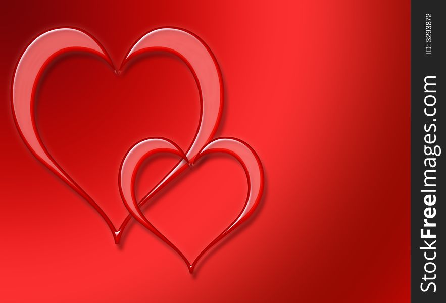 Two hearts on red background - valentine card. Two hearts on red background - valentine card