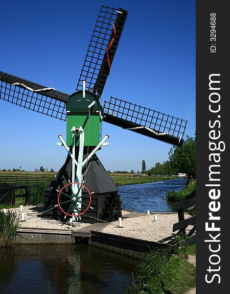 Old windmill in museum in Zaanse Schans. Old windmill in museum in Zaanse Schans