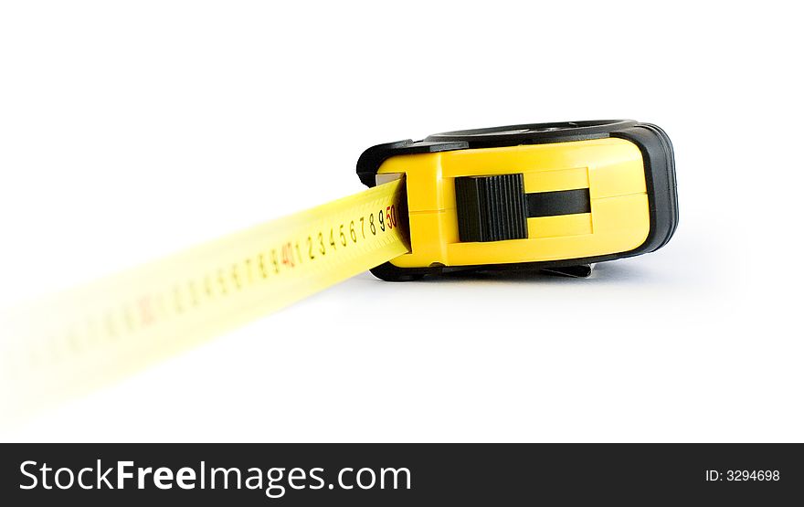 Yellow steel roulette on white background. Yellow steel roulette on white background