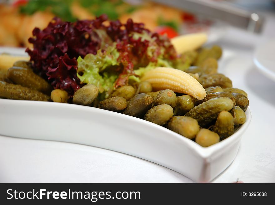 Some appetizing food at banquet table