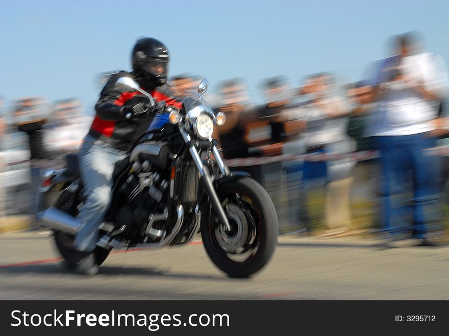 Bike racer on drag drag racing. Bike racer on drag drag racing