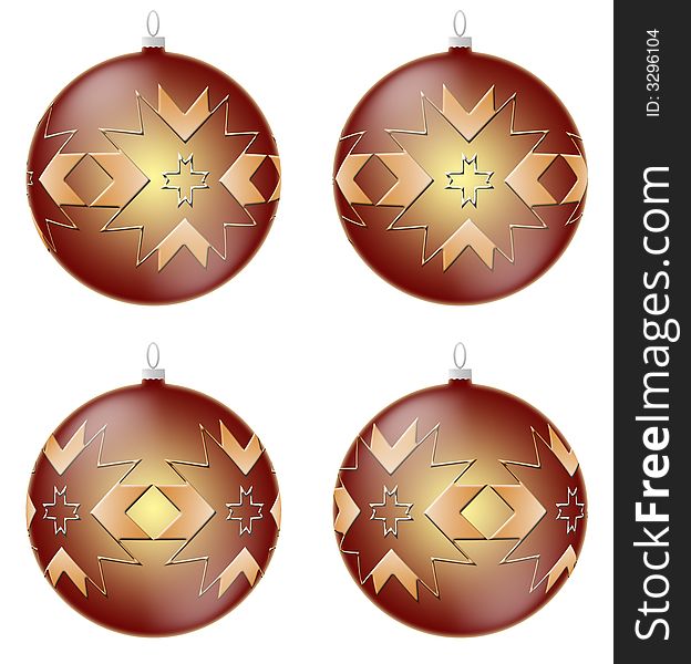 Christmas Ornaments rotated views and  isolated on white background for easy selection