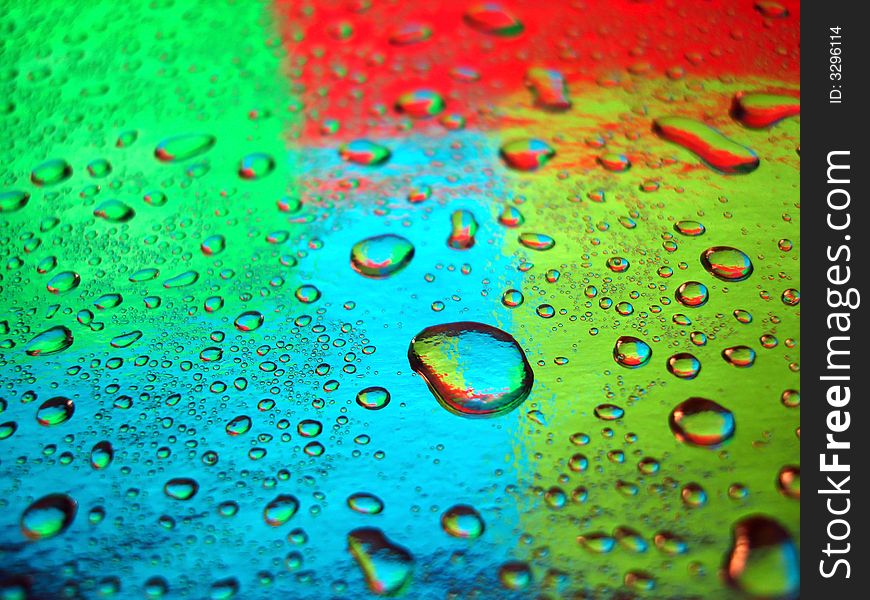 Varicoloured water drops for background