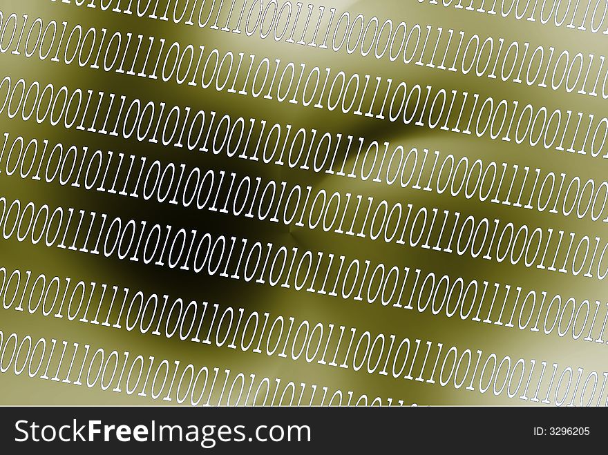 Yellow and black abstract background with computer binary across it. Yellow and black abstract background with computer binary across it