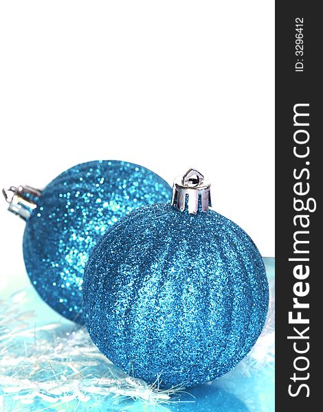 Blue Christmas balls with space
