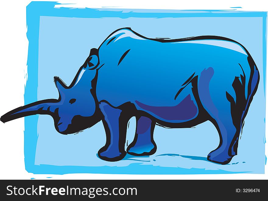 Rhinoceros on blue back ground