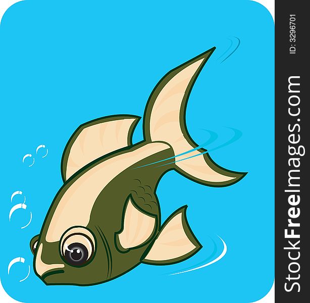 Illustration of Cute fish swimming Underwater