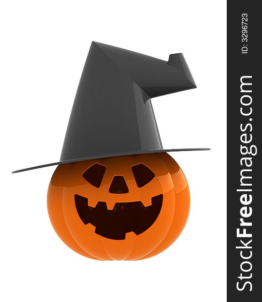 Isolated orange pumpkin with hat. Isolated orange pumpkin with hat.