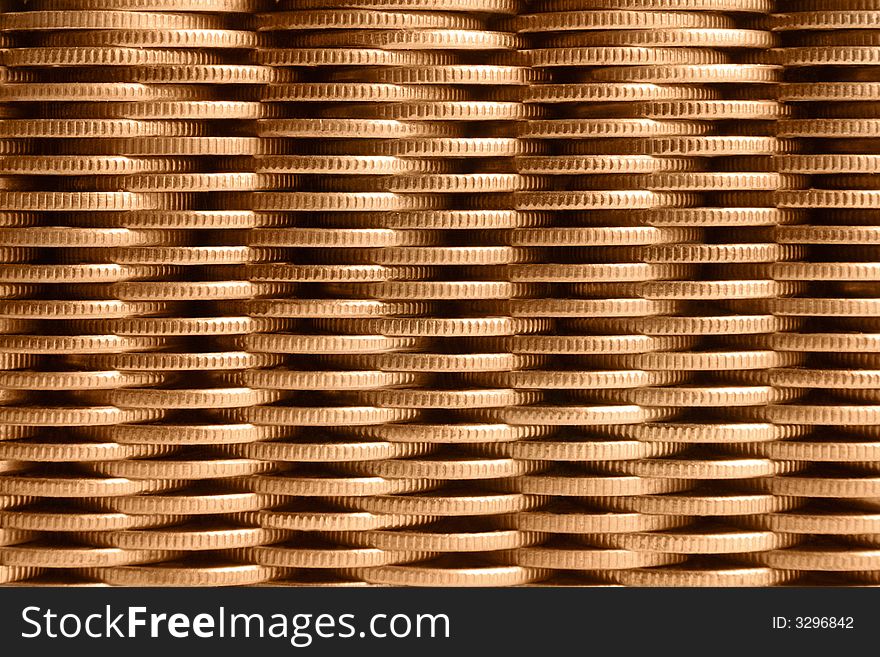 Textured background made of stacks of coins. Textured background made of stacks of coins