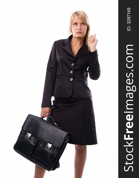The girl in a business suit with a briefcase. The girl in a business suit with a briefcase