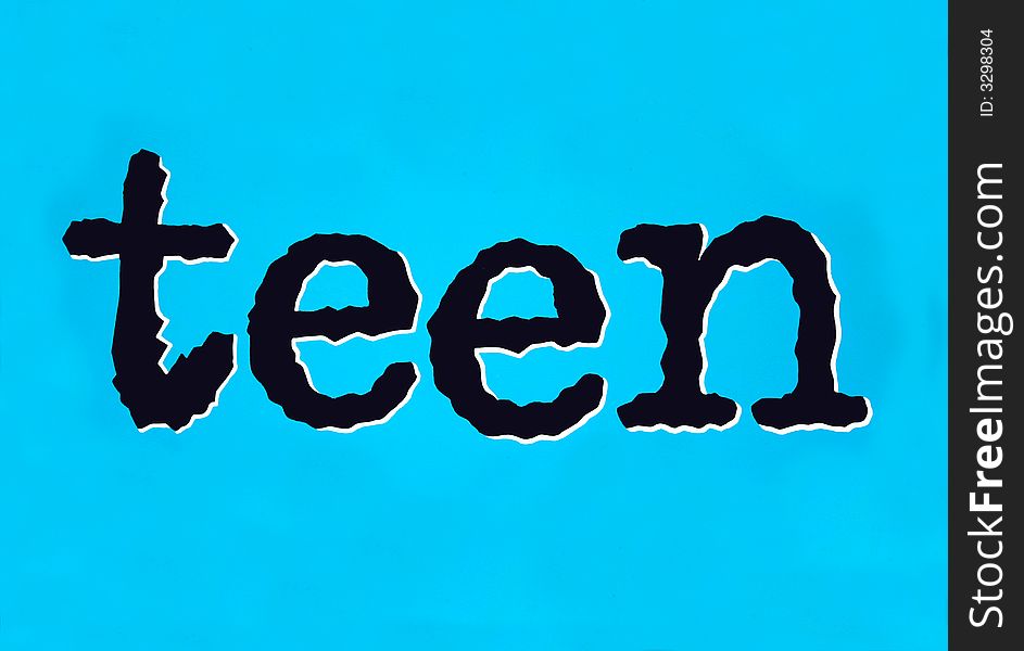 Teen Word Isolated on a Blue Background. Teen Word Isolated on a Blue Background