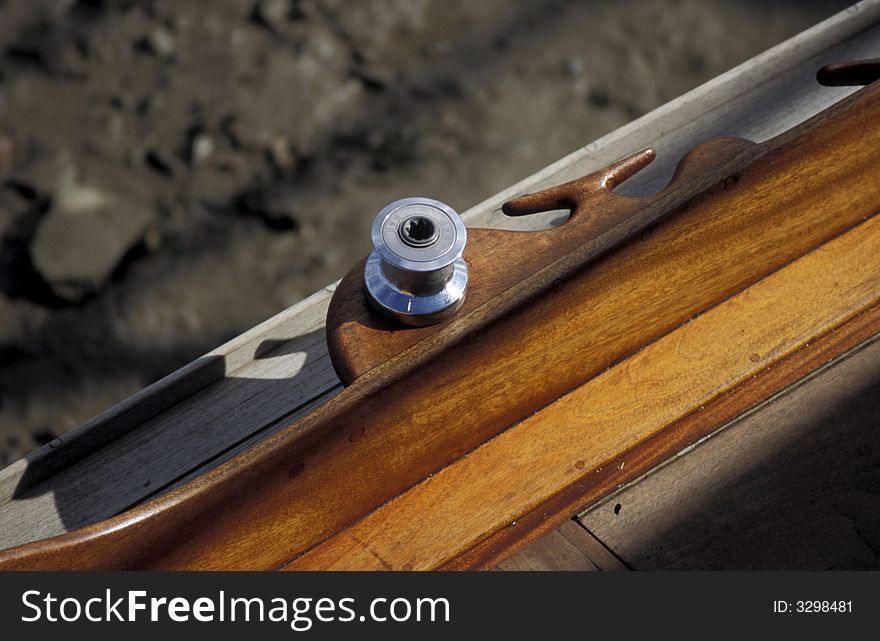 Wooden boat has detailed finishes. Wooden boat has detailed finishes.