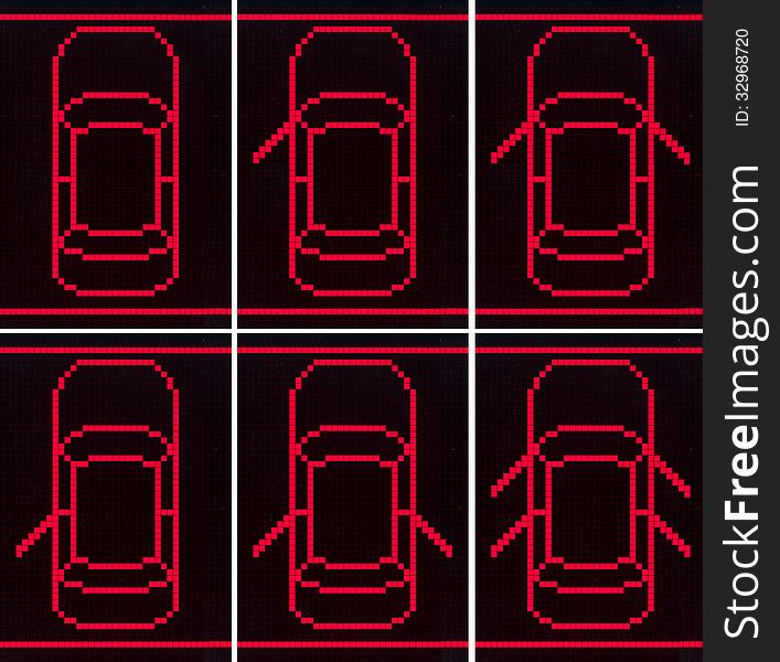 Set icons car door open on black background