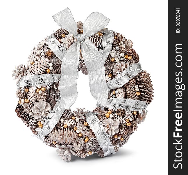 White gold silver Christmas wreath