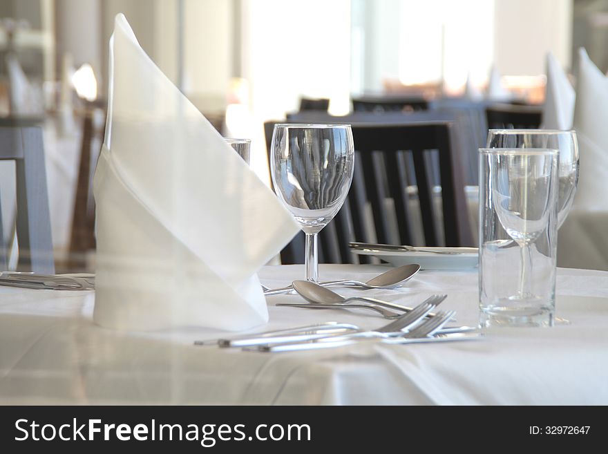 Image of tableware utensils in a hotel