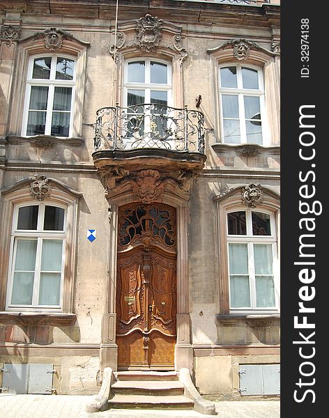 Wooden ornate doorway Traben-Trabach, Mosel, Germany. Wooden ornate doorway Traben-Trabach, Mosel, Germany