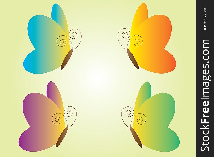 Set of butterfly icons, isolated illustration.