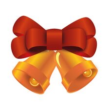 Xmas Bells With Red Bow Stock Photos