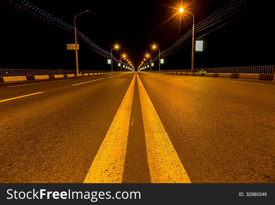 Deserted bridge at a quiet night in Nizhny Novgorod. Deserted bridge at a quiet night in Nizhny Novgorod