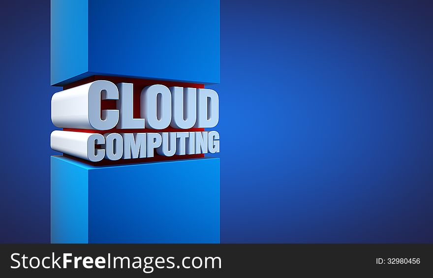 Cloud computing 3D sign over blue background