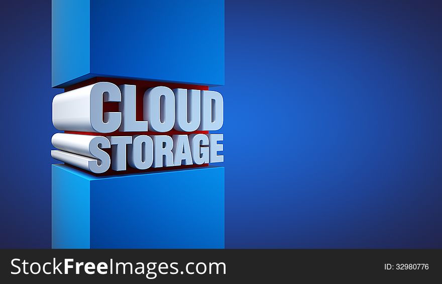 Cloud storage 3D sign over blue background