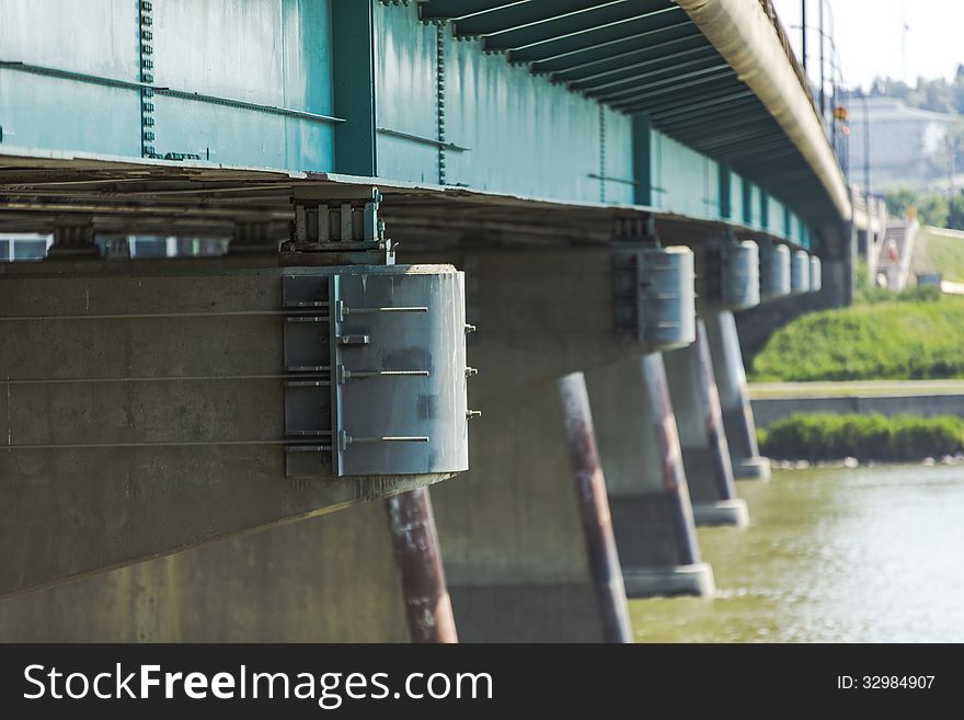 The details of the steel trusses under a bridge. The details of the steel trusses under a bridge