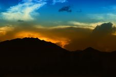 Sunset Behind Mountain! Stock Images