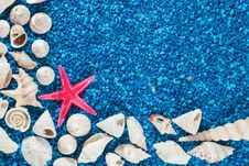 Star-fish And Seashells On Sand Stock Photos Star-fish And Seashells On Sand Stock Photos