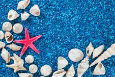Star-fish And Seashells On Sand Royalty Free Stock Photography Star-fish And Seashells On Sand Royalty Free Stock Photography