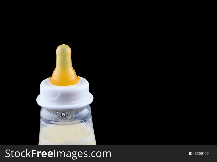 Milk bottle and white maik
