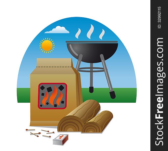 Illustration of firewood for barbecue
