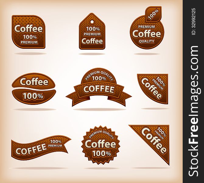 Set of different coffee labels