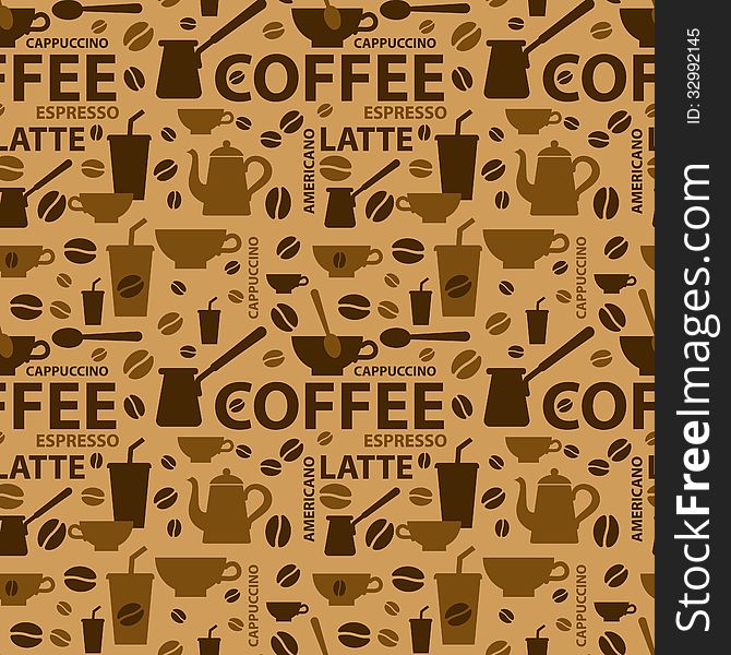 Illustration of seamless coffee pattern