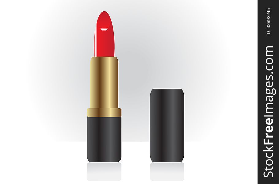 Cosmetics,Lipstick. A bottle of red lipstick.